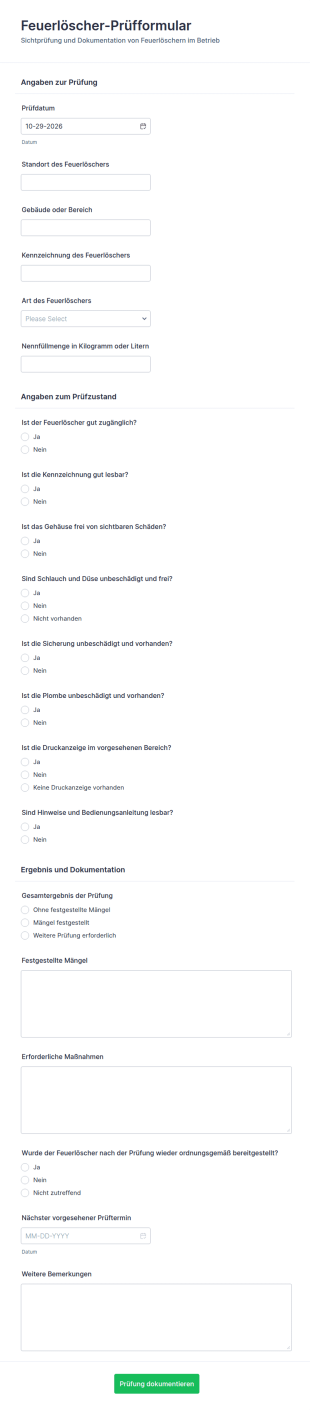 Feuerlöscher Prüfprotokoll