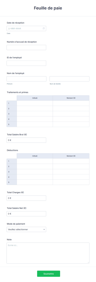Feuille De Paie Form Template