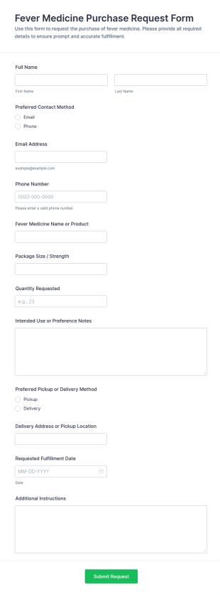 Fever Medicine Purchase Request Form Template