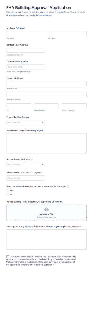 FHA Building Approval Application Form Template
