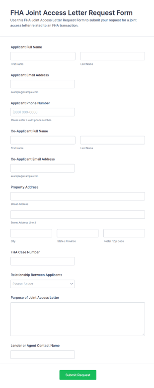 FHA Joint Access Letter Request Form Template