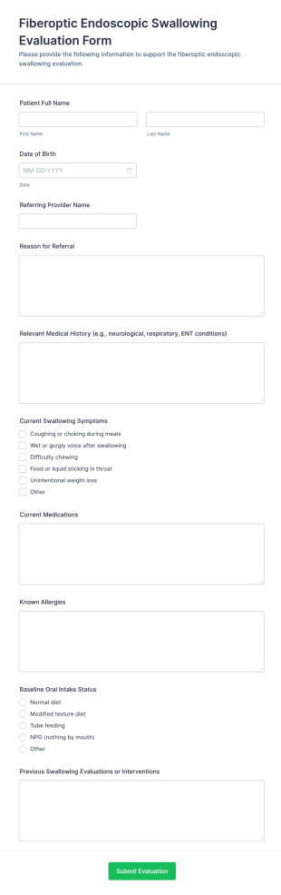 Fiberoptic Endoscopic Swallowing Evaluation Form Template