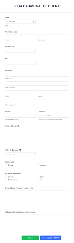 Ficha De Cadastro De Clientes Form Template