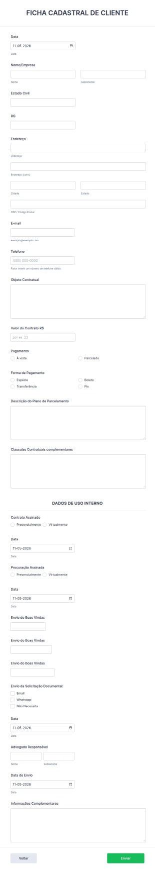 Ficha De Cadastro De Clientes