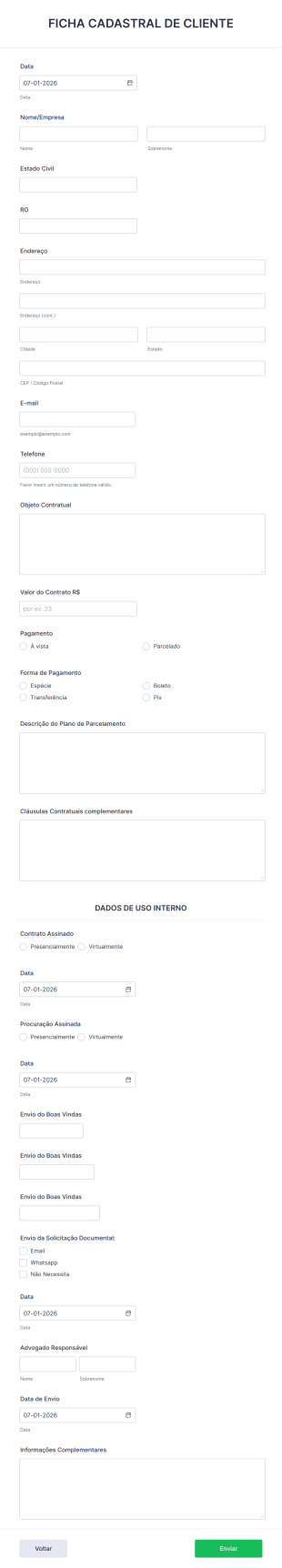 Ficha De Cadastro De Clientes Form Template