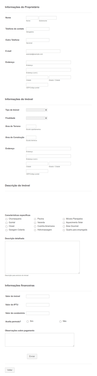 Ficha Cadastral De Proprietário De Imóvel