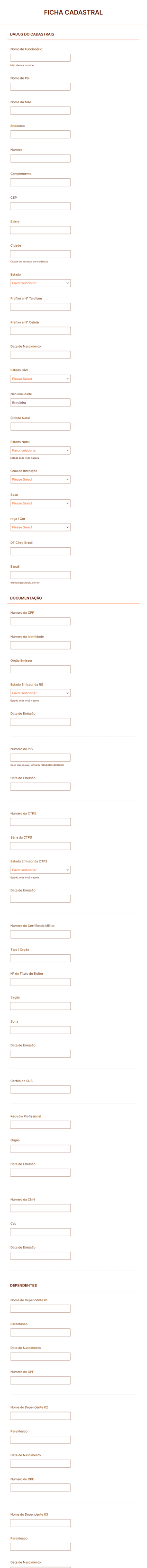 Ficha Cadastral Foccus Completo