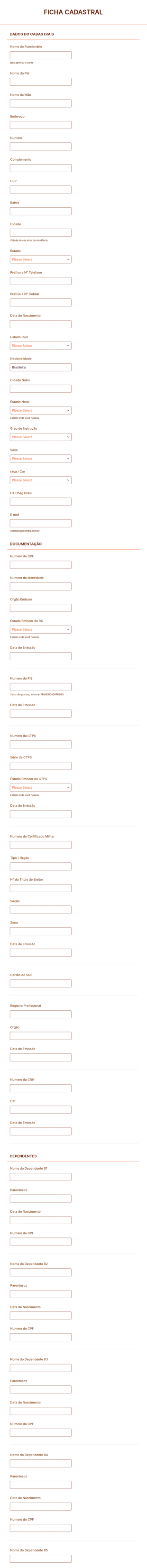Ficha Cadastral Foccus Completo