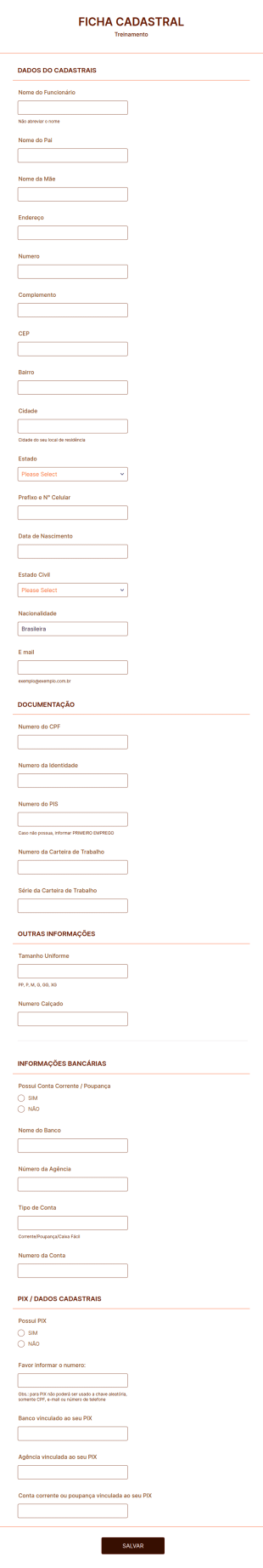 Ficha Cadastral Foccus Rh Completo Treinamento
