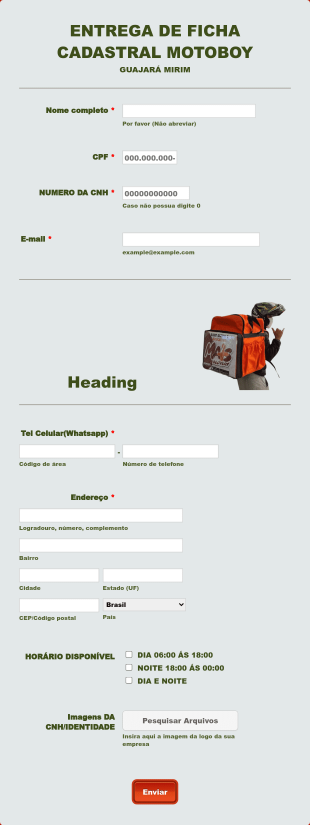 Ficha Cadastral Motoboy