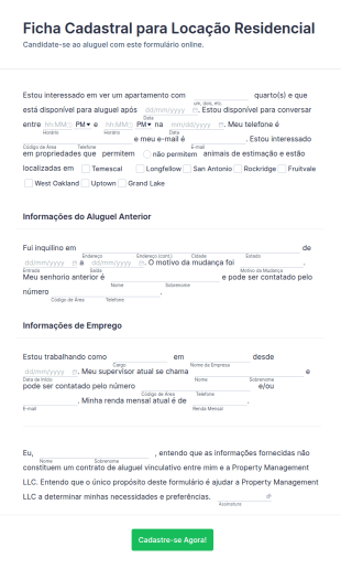 Ficha Cadastral Para Locação Residencial