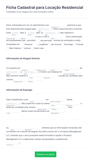 Ficha Cadastral Para Locação Residencial Form Template