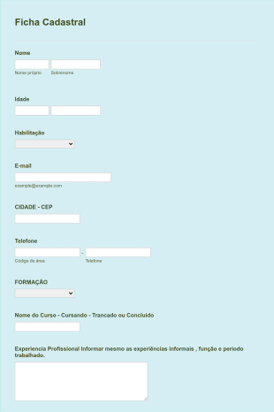 Ficha Cadastral Form Template