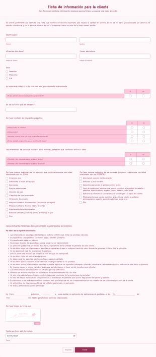 Ficha Clienta Form Template