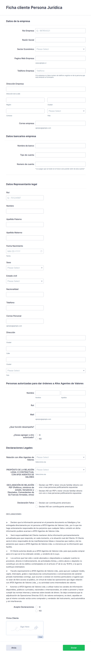 Ficha Cliente Persona Jurídica