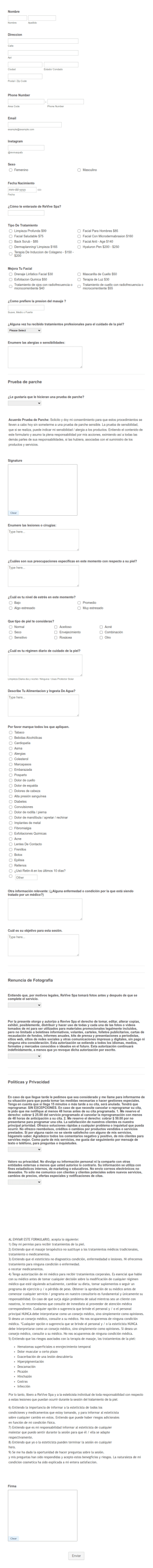 Ficha De Admision Facial //Cuidado De La Piel
