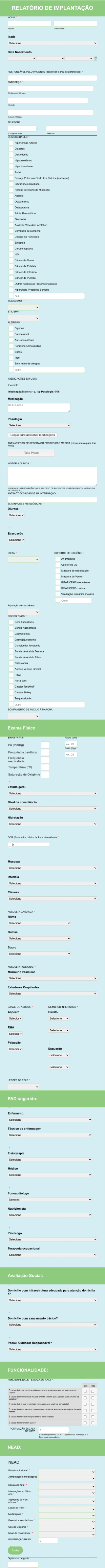 Ficha De Anamnese Para Procedimento Médico
