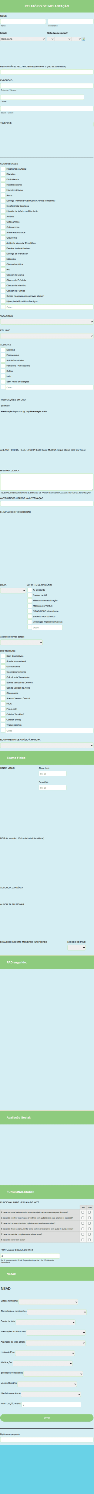 Ficha De Anamnese Para Procedimento Médico