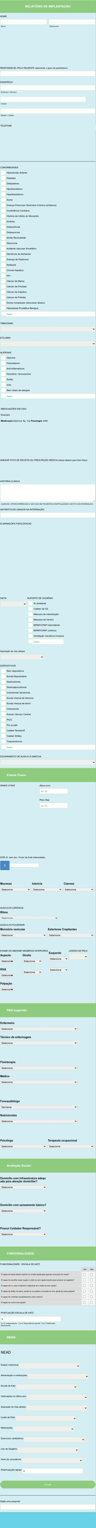 Ficha De Anamnese Para Procedimento Médico