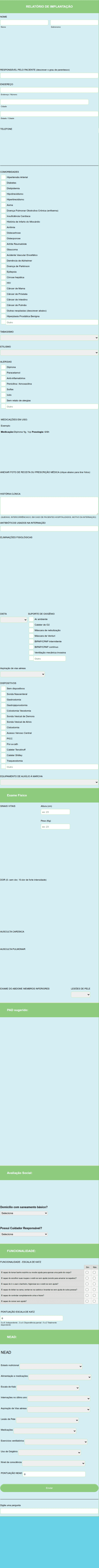 Ficha De Anamnese Para Procedimento Médico