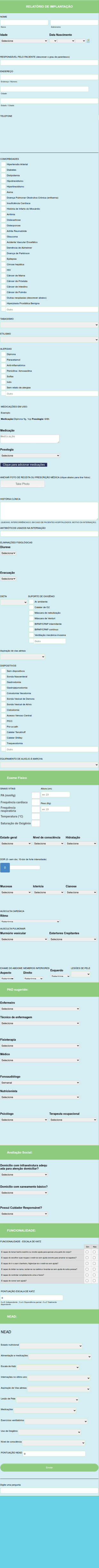 Ficha De Anamnese Para Procedimento Médico