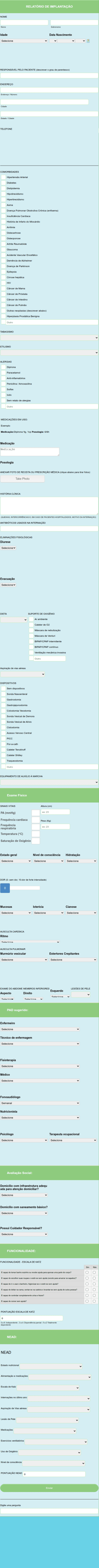 Ficha De Anamnese Para Procedimento Médico