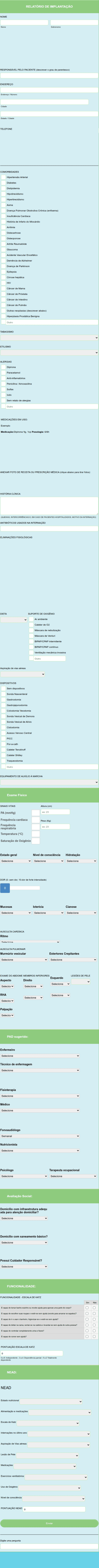 Ficha De Anamnese Para Procedimento Médico
