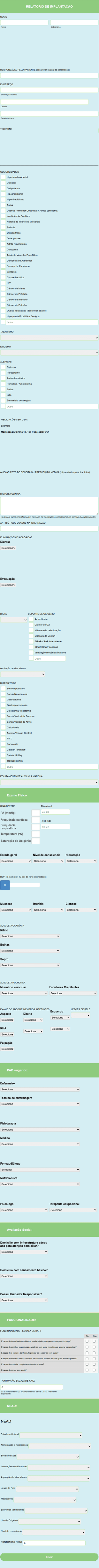 Ficha De Anamnese Para Procedimento Médico