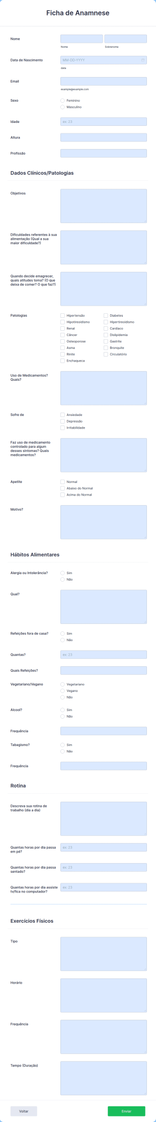 Ficha De Anamnese