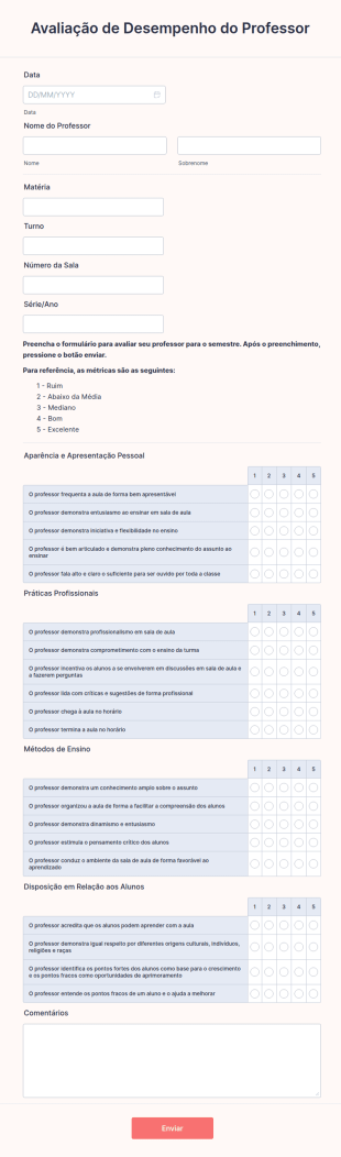 Ficha De Avaliação De Desempenho Do Professor