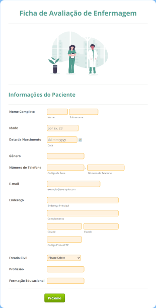 Ficha De Avaliação De Enfermagem Form Template