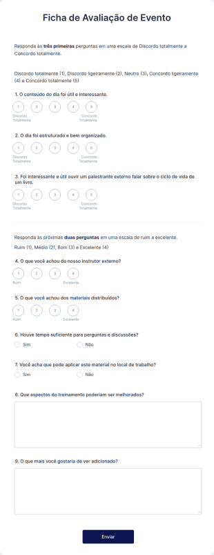 Ficha De Avaliação De Evento