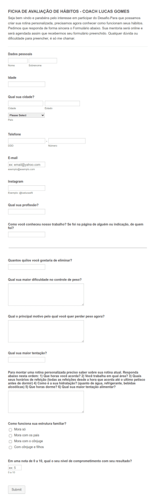 Ficha De Avaliação De Hábitos