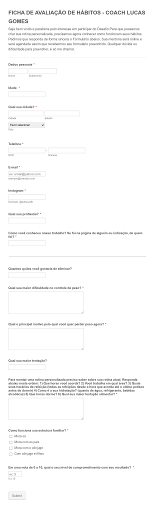 Ficha De Avaliação De Hábitos