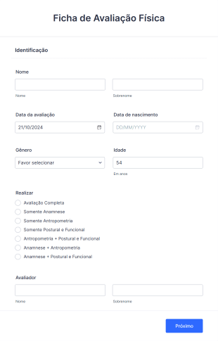 Ficha De Avaliação Física Form Template