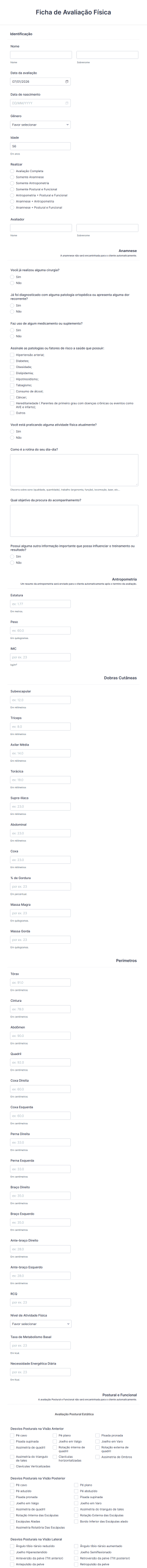 Ficha De Avaliação Física