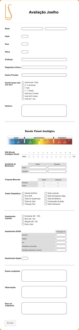 Ficha De Avaliação Ortopédica Form Template