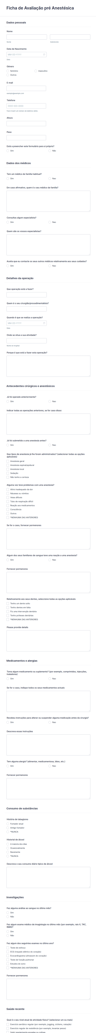 Ficha De Avaliação Pré Anestésica
