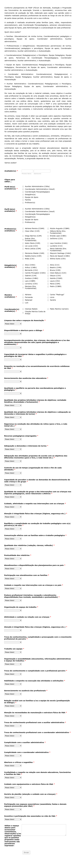 Ficha De Avaliação Profissional