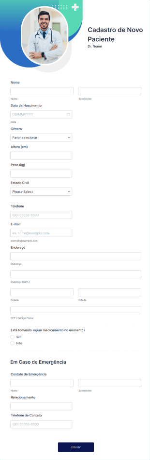 Ficha De Cadastro De Novo Paciente Form Template