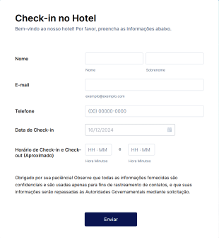 Ficha De Check In Para Hotel Form Template
