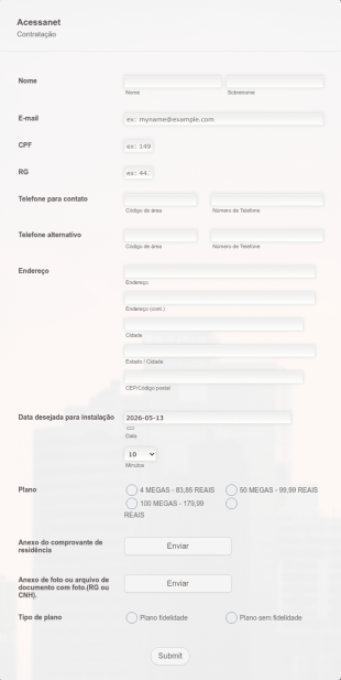 Ficha De Contratação De Serviço