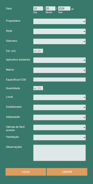 Ficha De Controle De Equipamentos Já Instalados