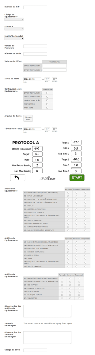 Ficha De Controle De Equipamentos