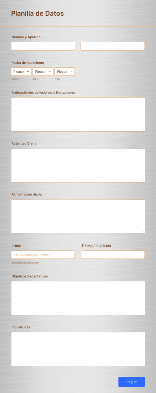 Ficha De Datos Form Template