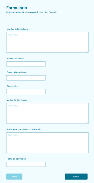 Ficha De Derivación Psicológica PIE Liceo San Conrado