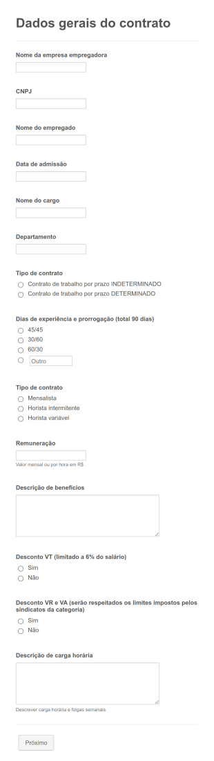 Ficha De Empregado Contratante Form Template