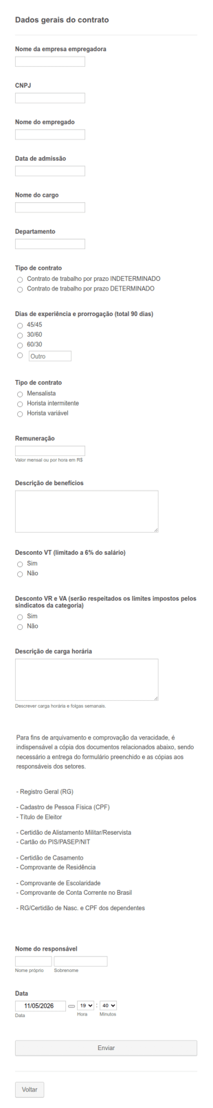 Ficha De Empregado Contratante