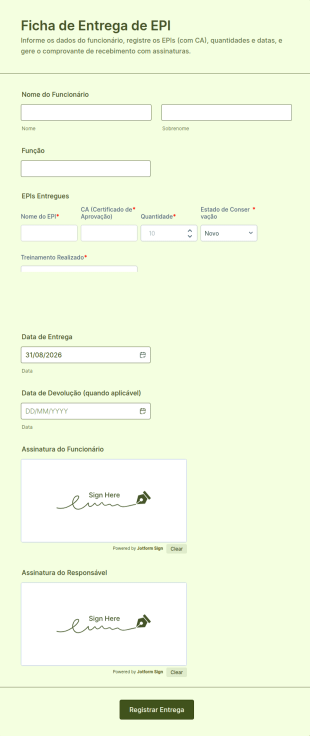 Ficha De Entrega De EPI