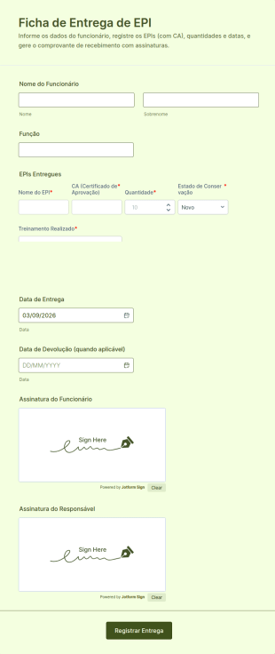 Ficha De Entrega De EPI